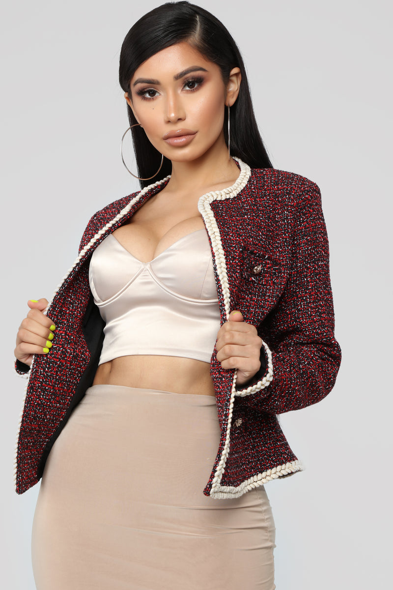 MANGO Women's Long Sleeve Pocket Tweed Jacket - Macy's