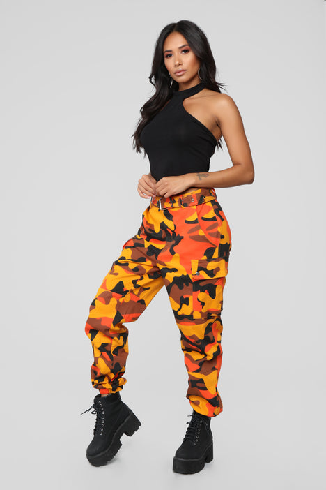 Determined Cargo Pants Black Orange