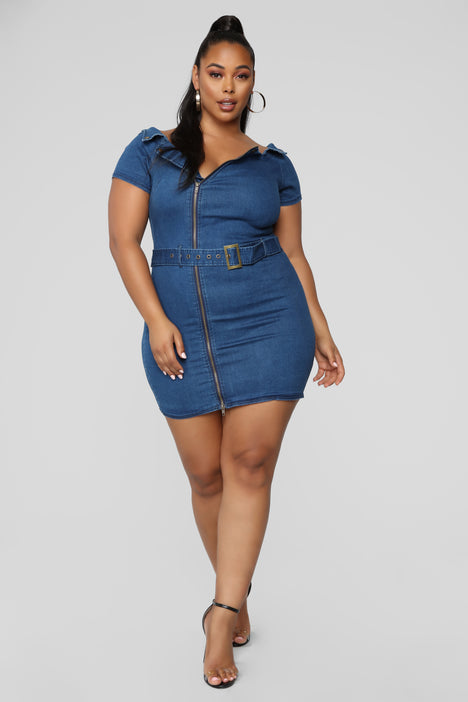 Fashion nova plus best sale size denim dress