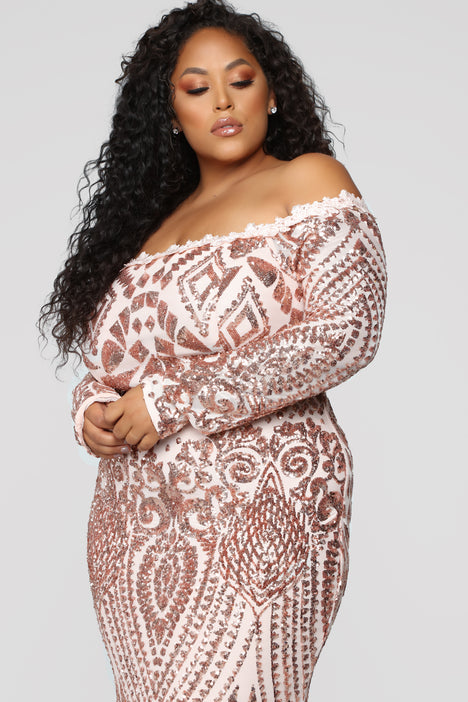 Rose gold dress size 18 sales