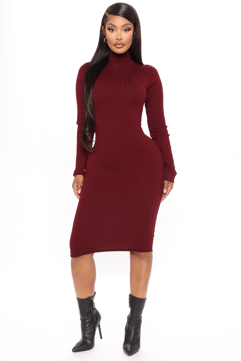 Taryn Sweater Midi Dress - Burgundy | Fashion Nova, Dresses | Fashion Nova
