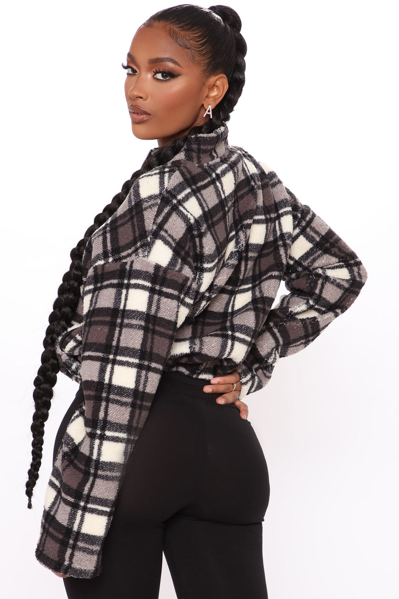 Check You Out Plaid Sherpa Pullover - Black/combo | Fashion Nova, Knit ...