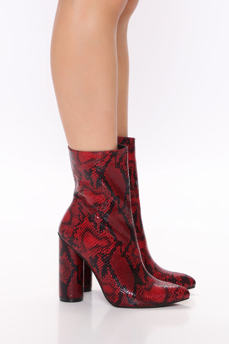 Midnight Lover Boot - Red Snake, Fashion Nova, Shoes