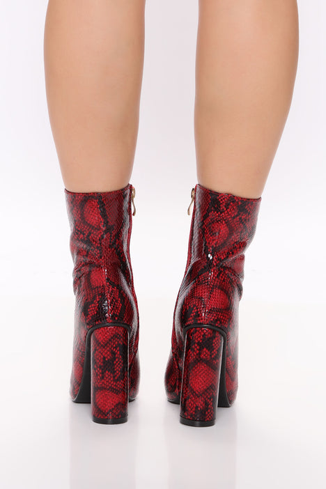 Midnight Lover Boot - Red Snake, Fashion Nova, Shoes