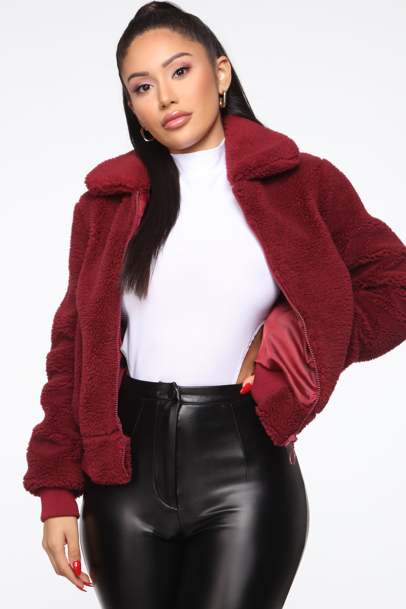 Teddy Girl Jacket - Burgundy | Fashion Nova, Jackets & Coats | Fashion Nova