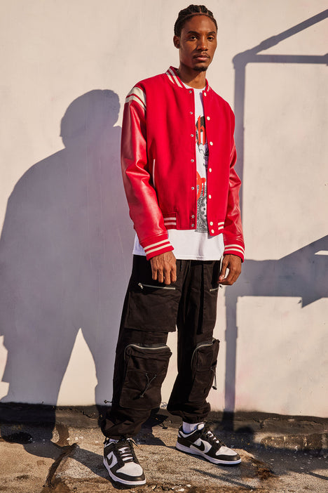 Mens red hotsell letterman jacket