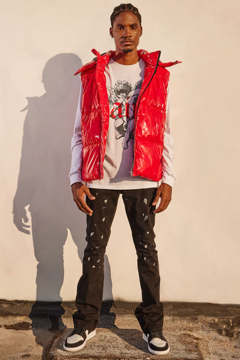 Mens red puffer vest store