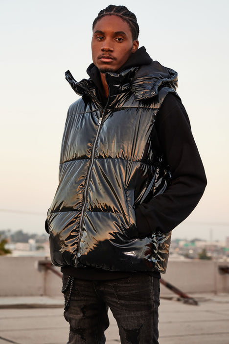 Almost There Hooded Puffer Vest Black