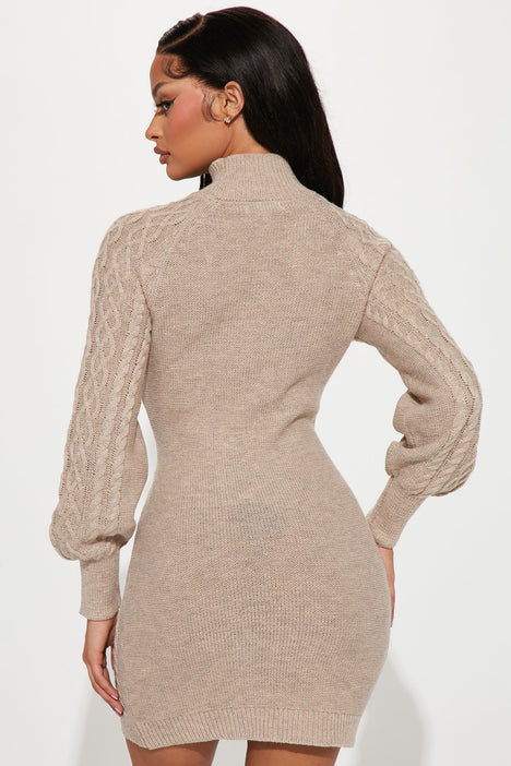 Cozy Evening Sweater Mini Dress Oatmeal Fashion Nova Dresses
