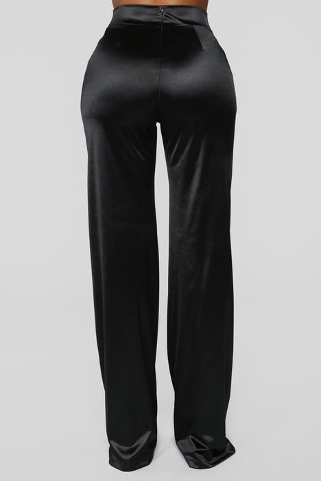 Make A Wish Stretch Satin Pants Black Fashion Nova Pants