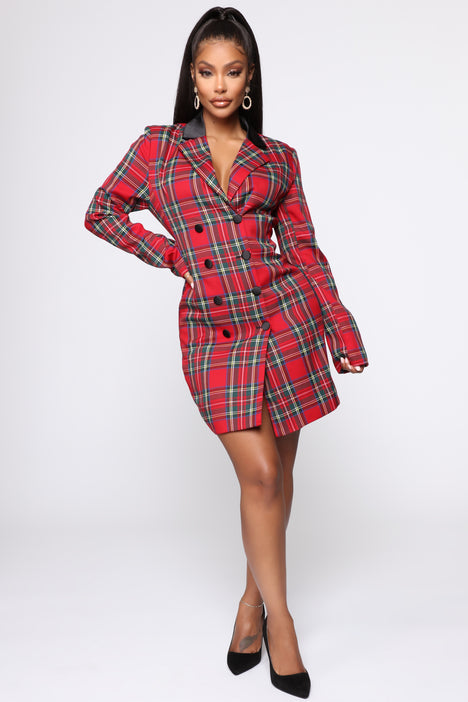 Get A Clue Blazer Mini Dress Red
