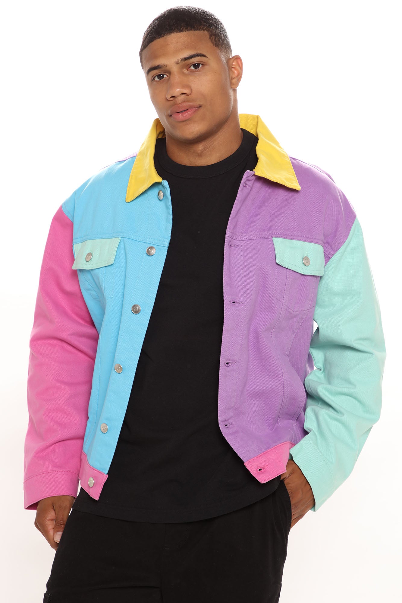 90s colorblock hotsell denim jacket