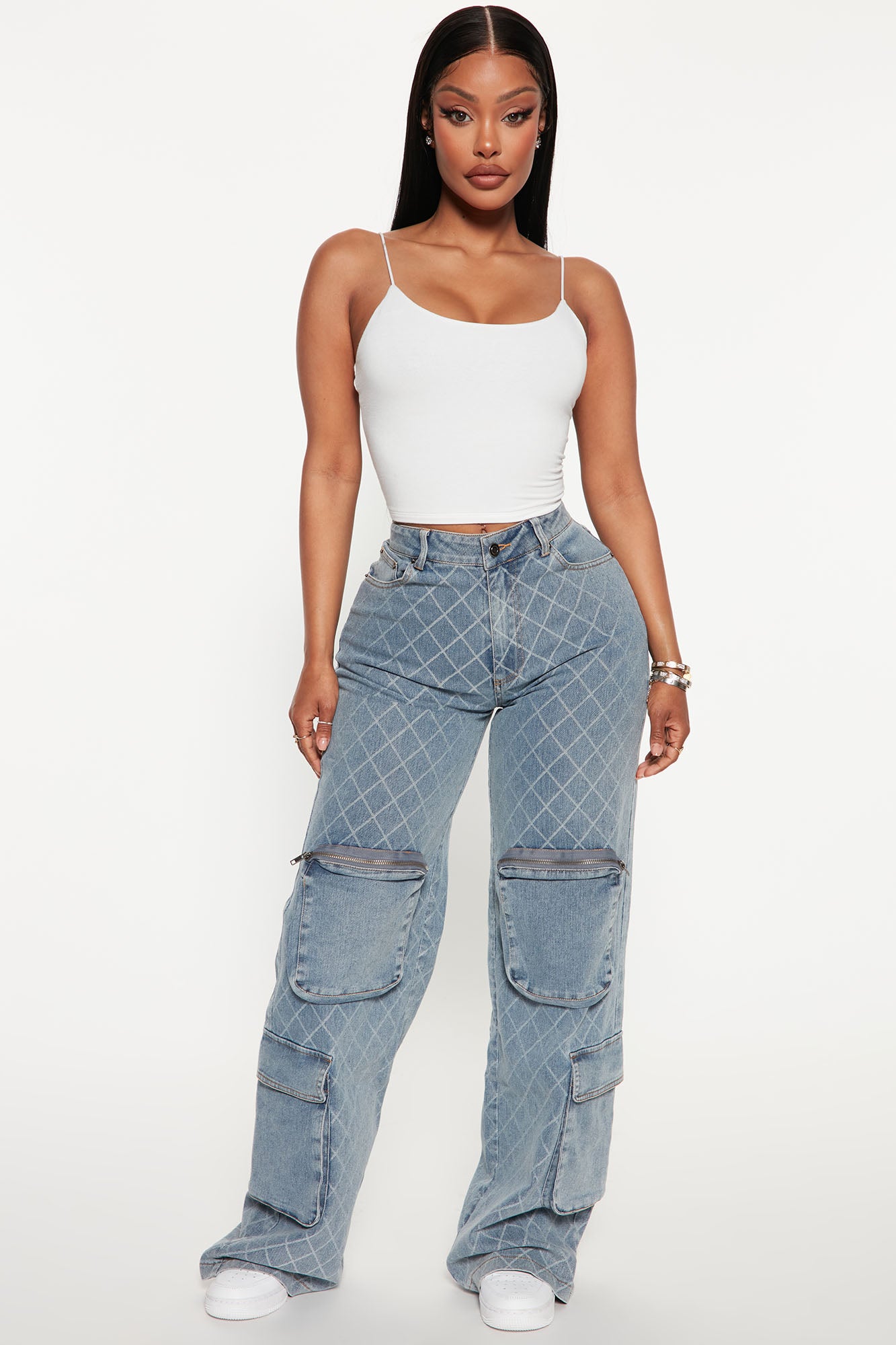 Missing You Cargo Jeans - Light Blue Wash, Fashion Nova, Jeans