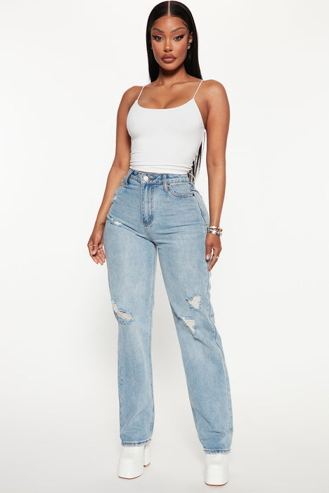 Daddy Issues Slouch Fit Jeans Medium Blue Wash Fashion Nova
