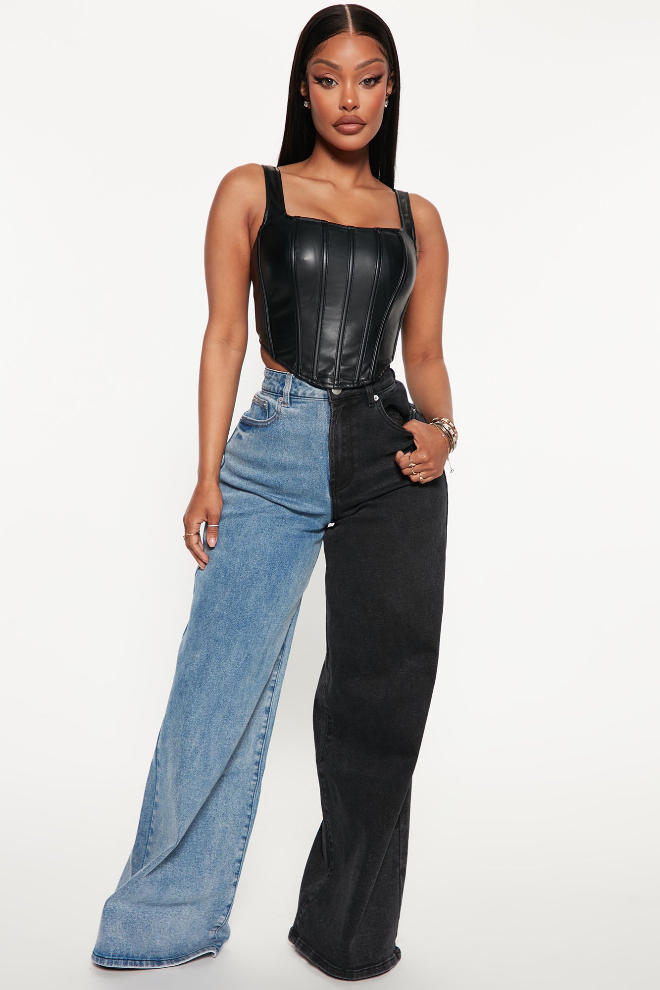 Two colored jeans discount