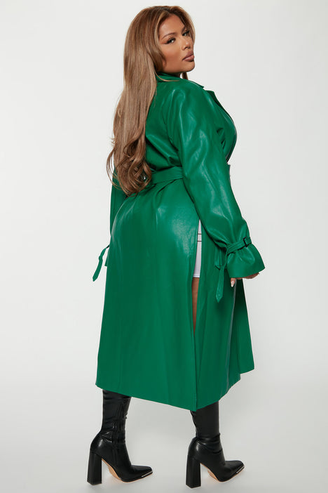Kelly green trench coat outlet