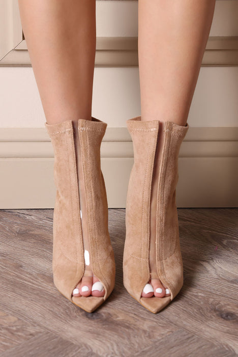 Peep toe booties clearance nude