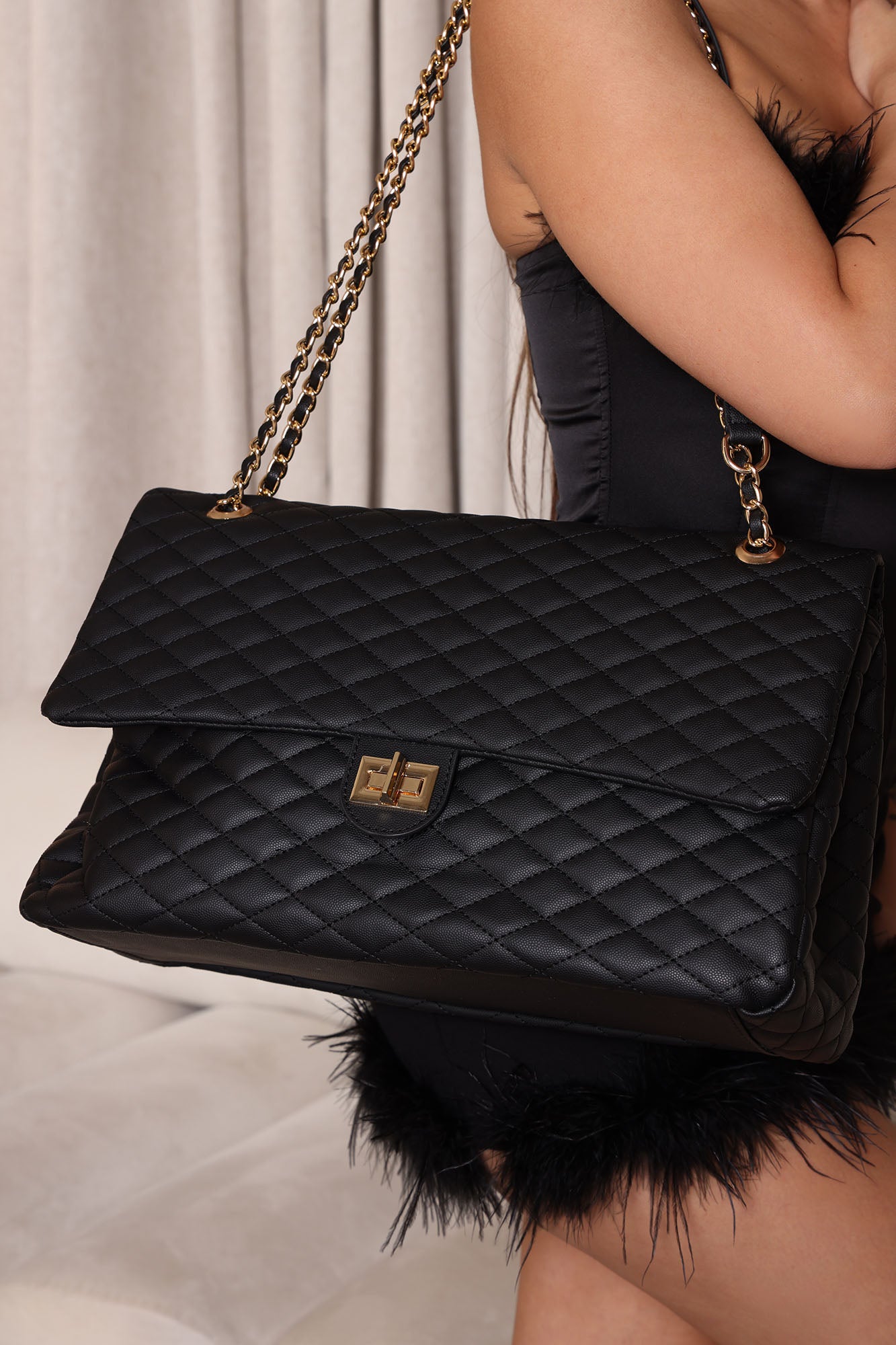 Large Crossbody Bags for Women Stylish Quilted Flap Bag with Adjustable  Golden Shoulder Chain Strap
