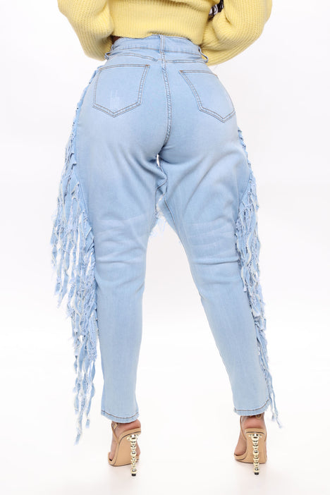 Side fringe jeans fashion nova best sale