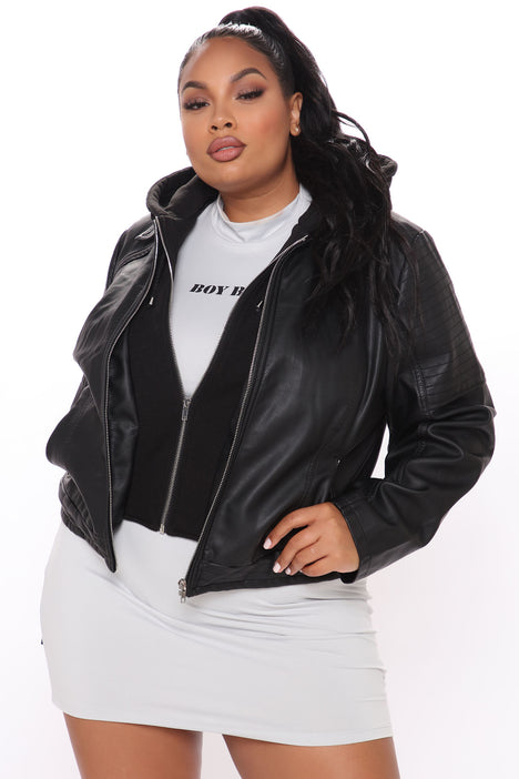 Plus size pu jacket on sale