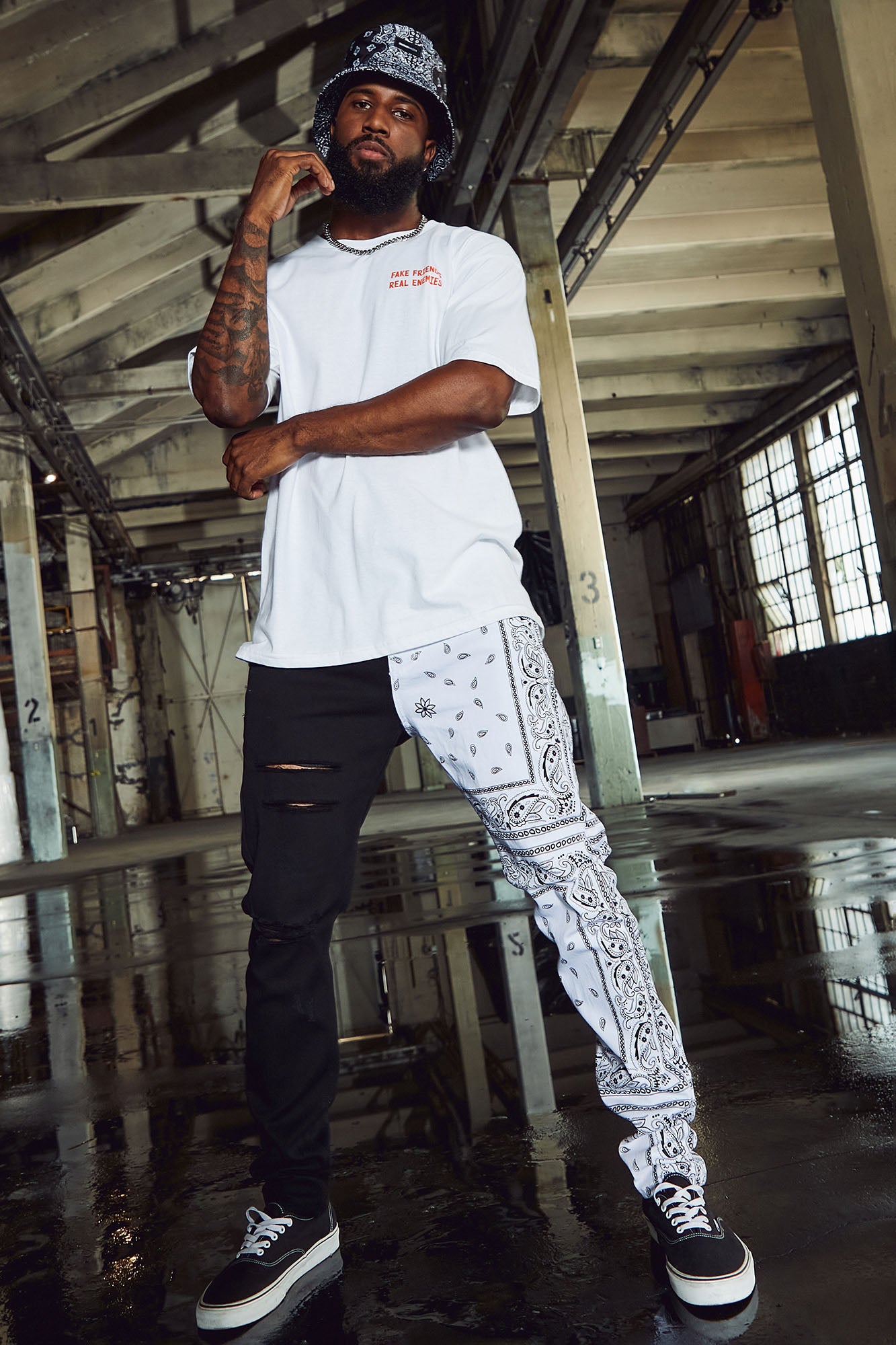 Half black half deals white skinny jeans