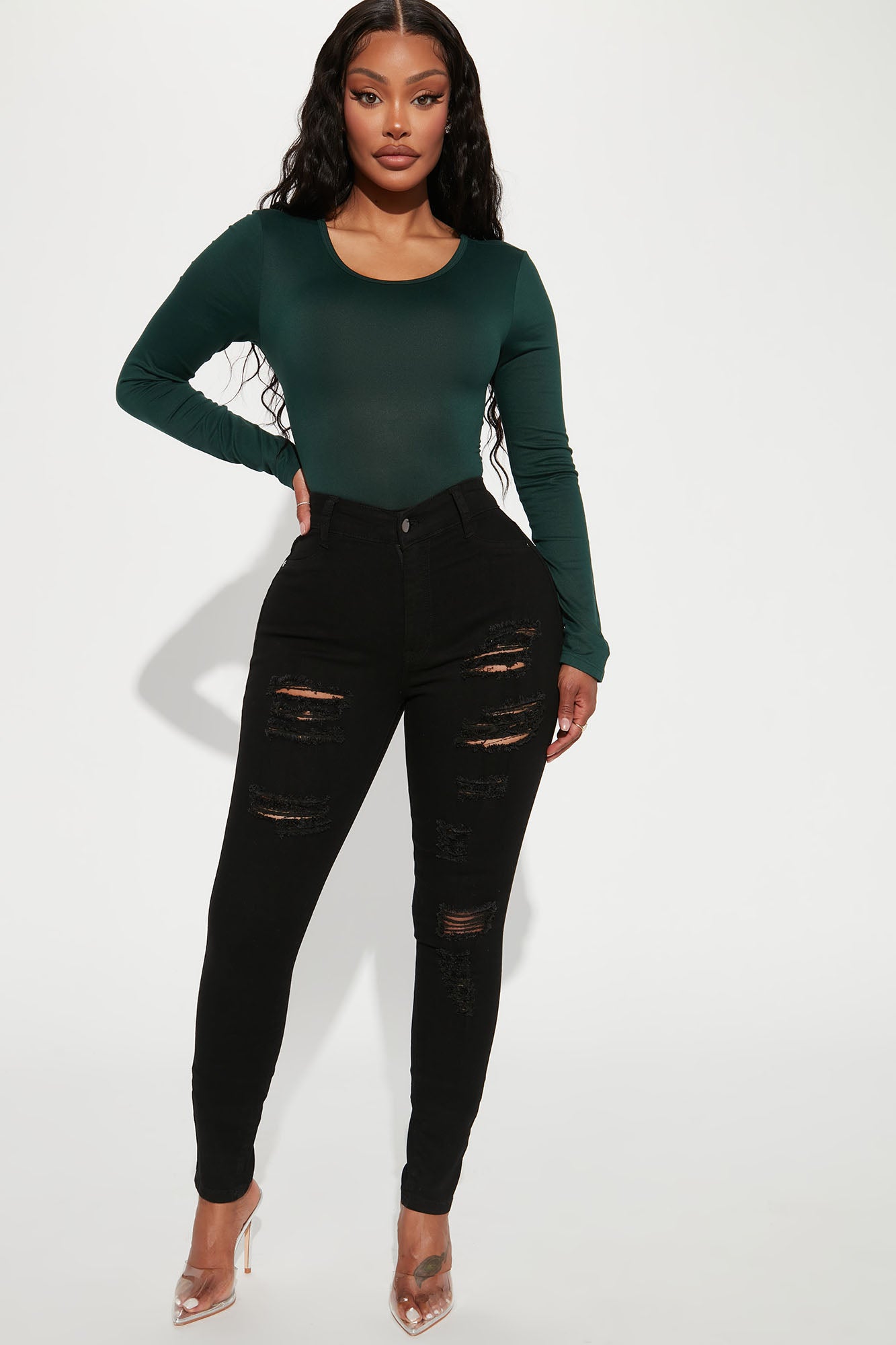 Black ripped skinny jeans top fashion nova