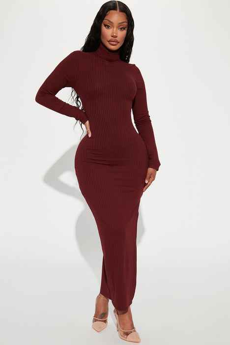 Long sleeve discount wine maxi dress