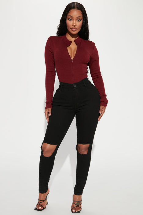 Grind Time Beyond Long Sleeve Bodysuit Burgundy