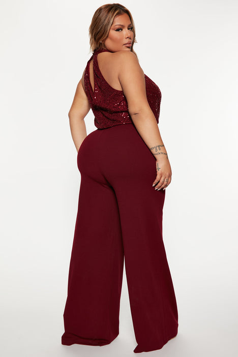 Maroon jumpsuit plus size deals