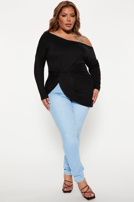 Black off shoulder top plus size top