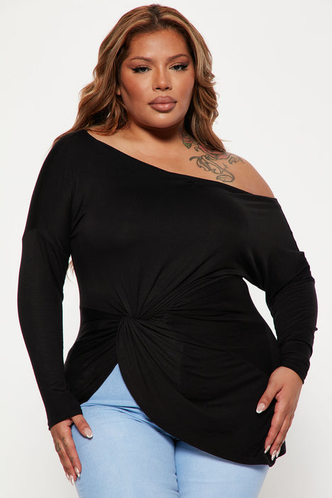 Long sleeve off the shoulder top plus best sale siz