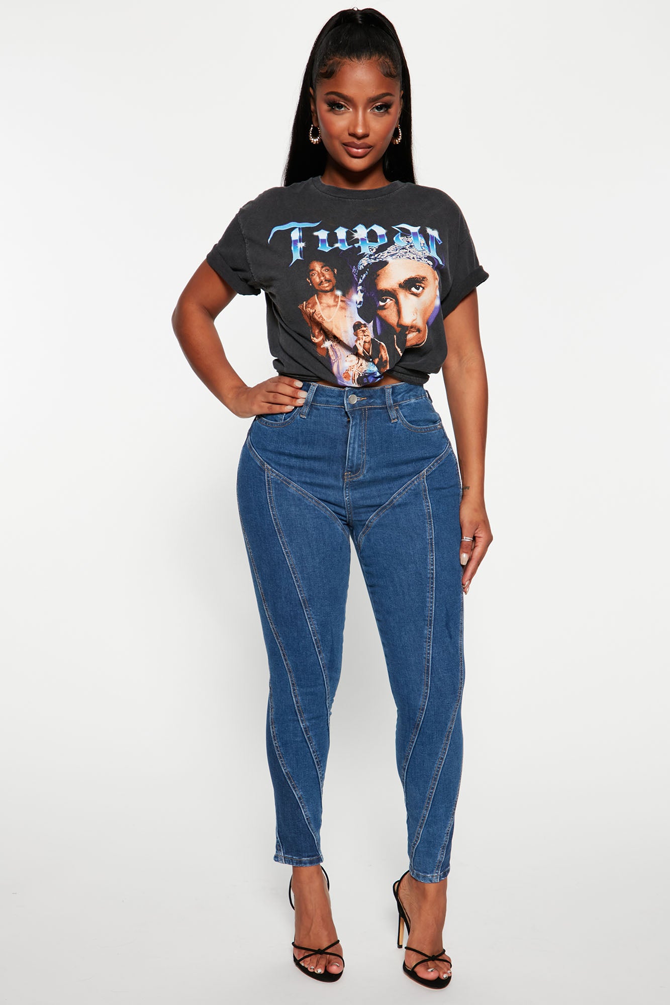 Backstage Pass Seamed Skinny Jeans Medium Blue Wash