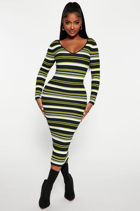 Striped dress fashion nova discount
