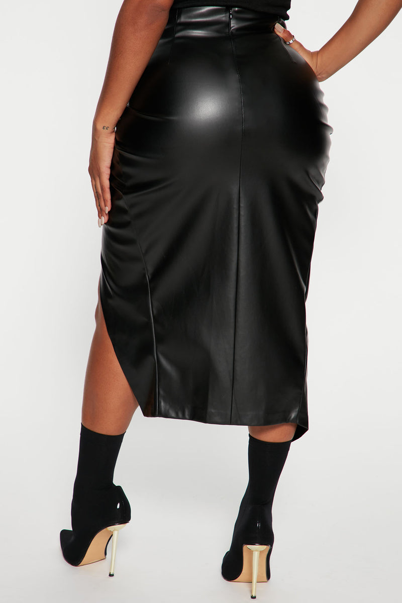 Always Around Faux Leather Midi Skirt - Black | Fashion Nova, Skirts ...