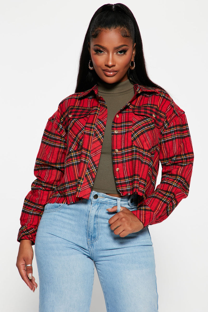 Here For It Flannel Shirt - Red | Fashion Nova, Shirts & Blouses ...