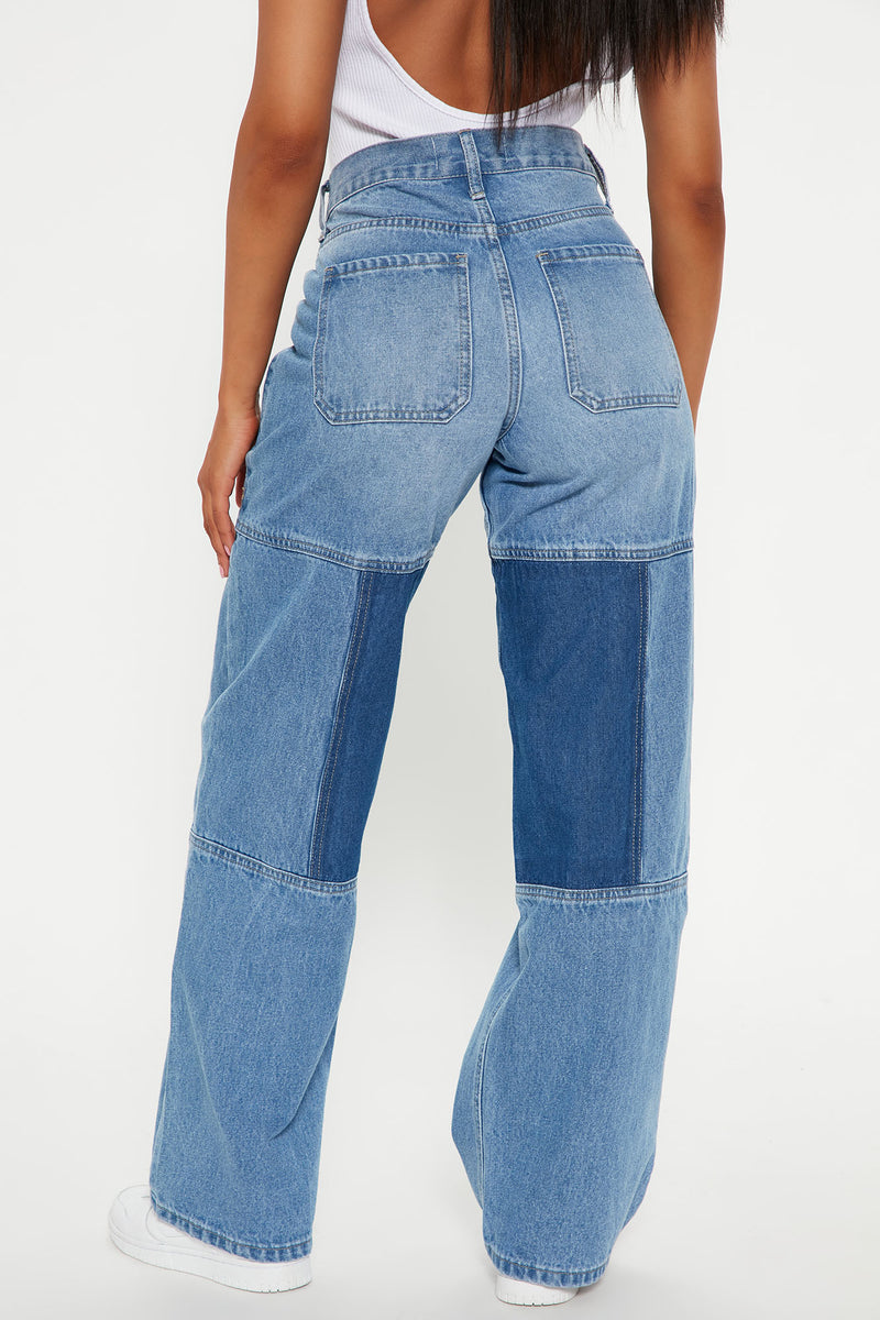 La Brea Two-Tone Utility Jeans - Medium Wash | Fashion Nova, Jeans ...