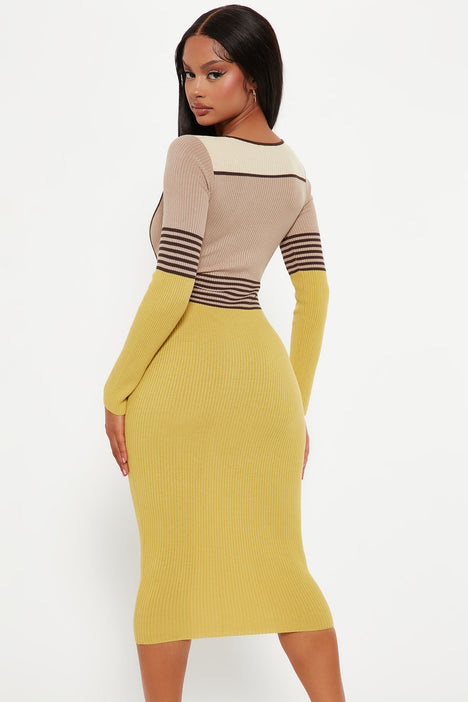 Zarita Knit Midi Dress Cream combo Fashion Nova Dresses