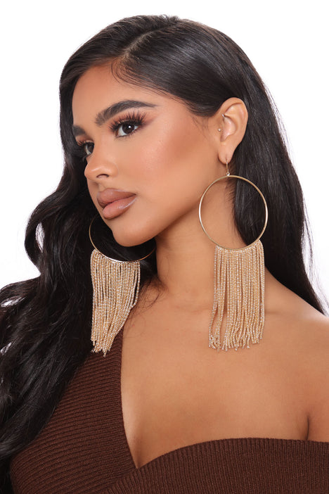 Take Me Out Tonight Hoop Earrings Gold