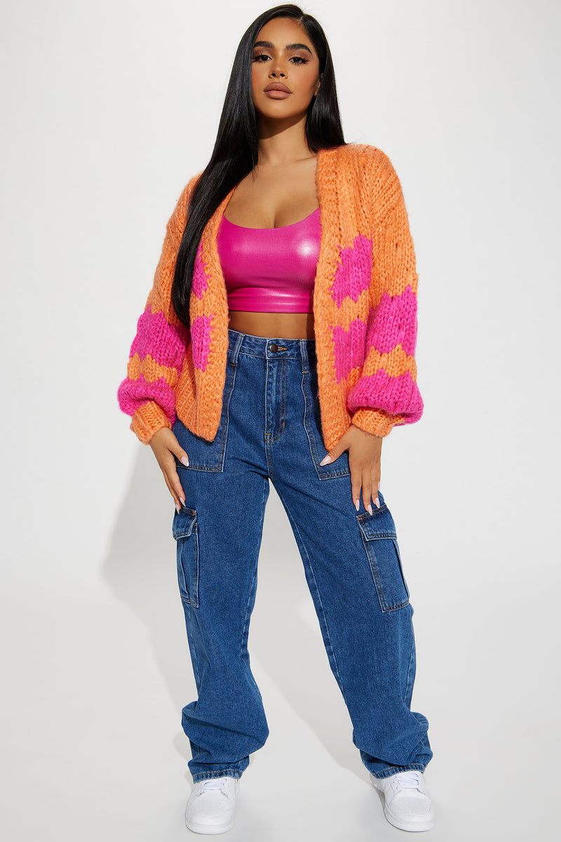Finders Keepers Chunky Cardigan - Orange/combo | Fashion Nova, Sweaters ...
