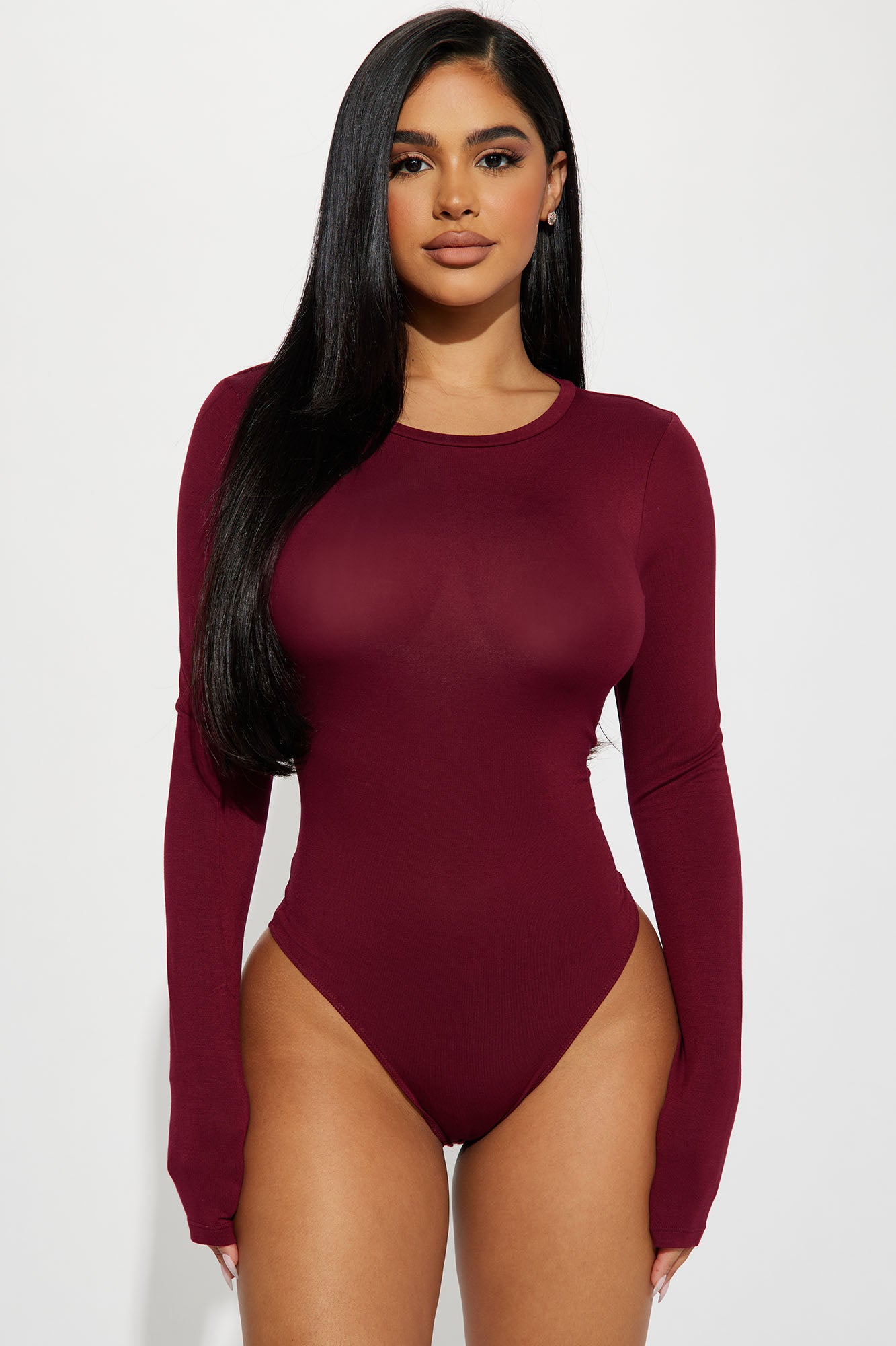 Burgundy long store sleeve bodysuit