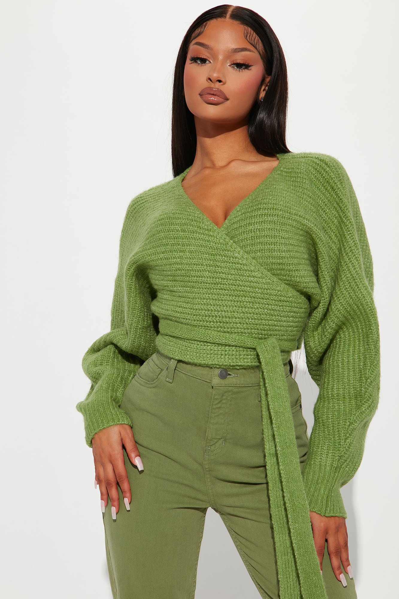 Rib cheap wrap sweater