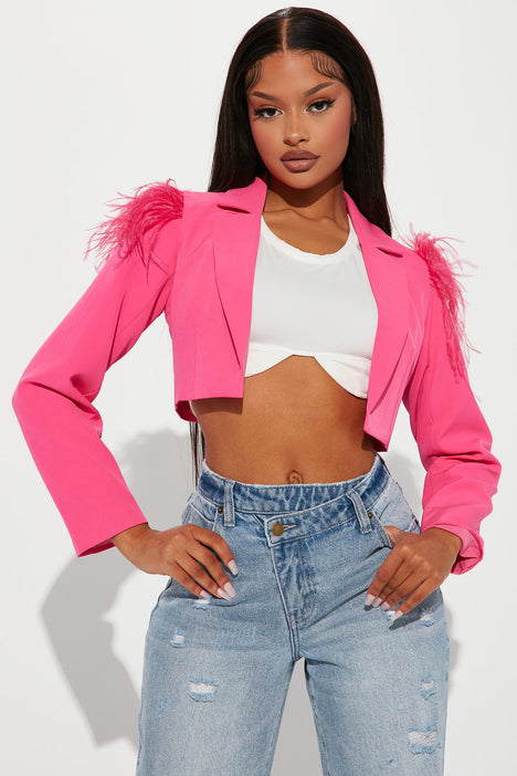 Hot pink cropped top jacket