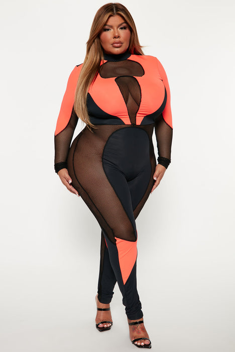 Plus size fishnet shop jumpsuit