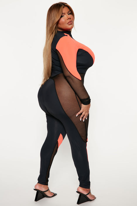 Plus size fishnet jumpsuit sale