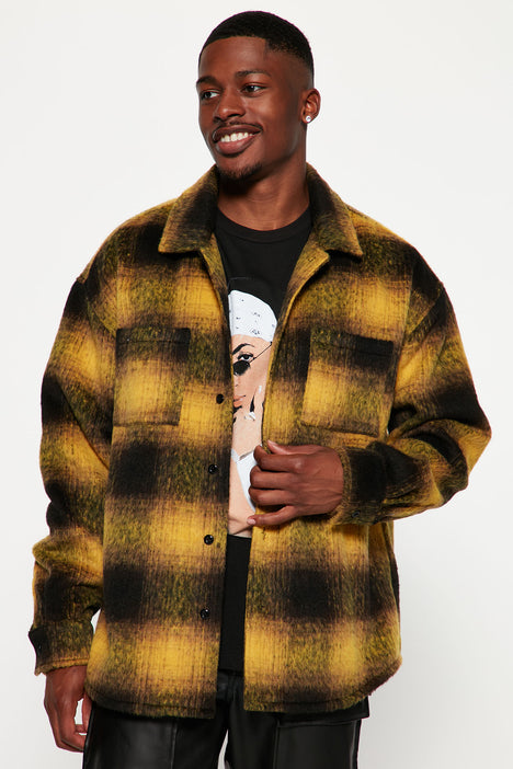 Yellow and black plaid jacket store