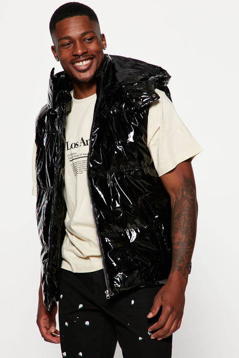 Almost There Hooded Puffer Vest Black Fashion Nova Mens