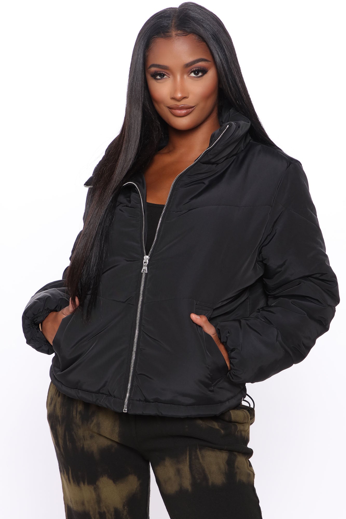 Chevron puffer coat outlet