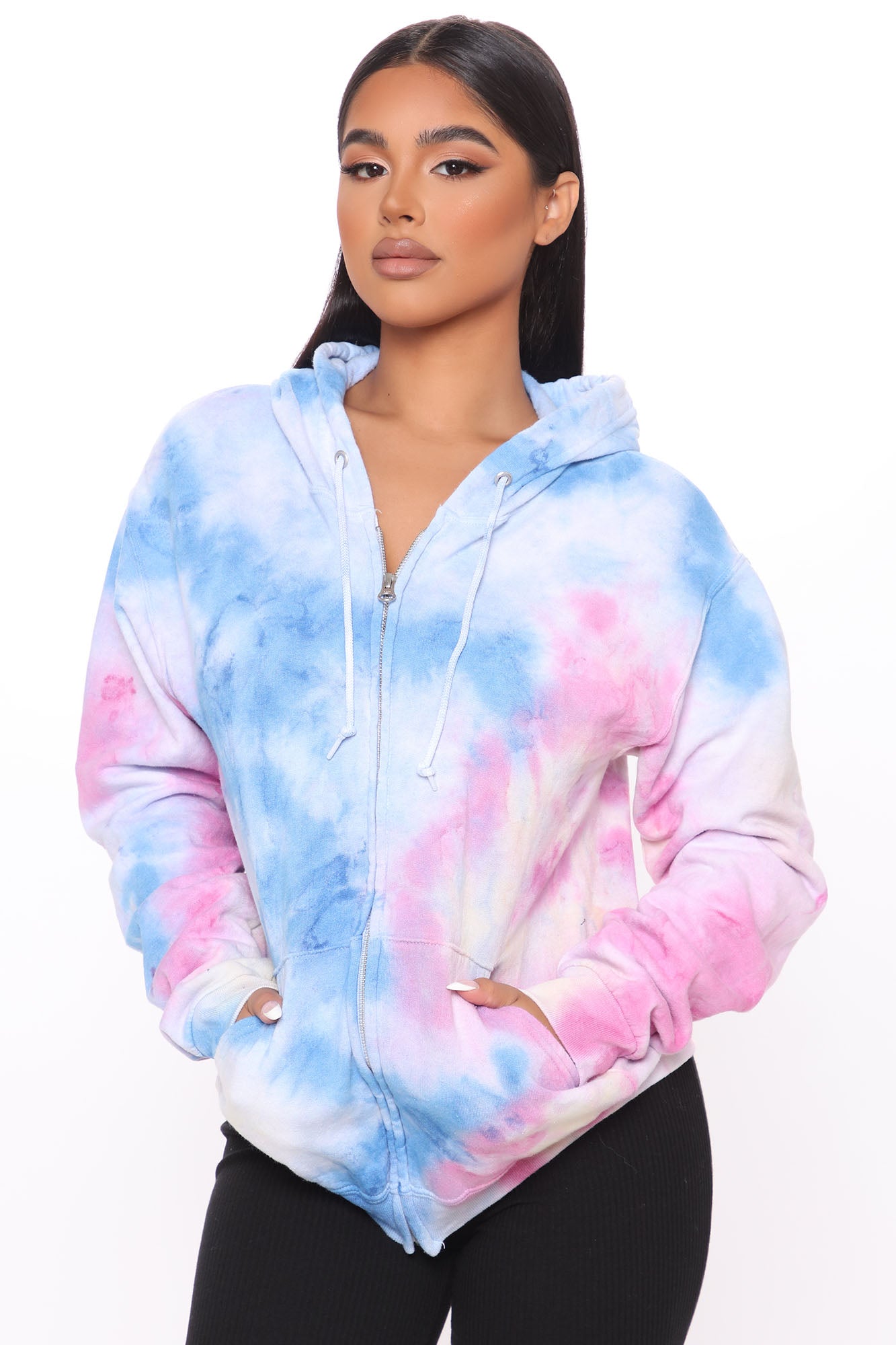 Pastel Marble Zip Up Hoodie Multi Color