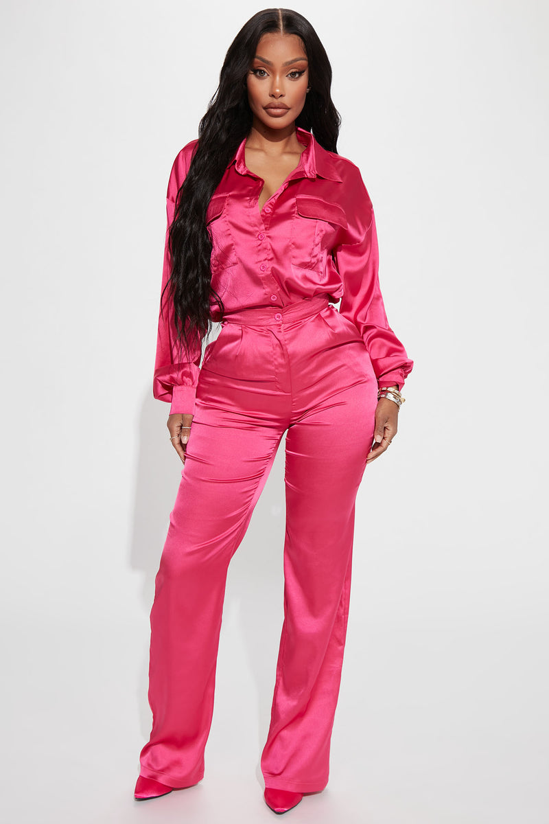 Sarita Satin Pant Set - Hot Pink | Fashion Nova, Matching Sets ...