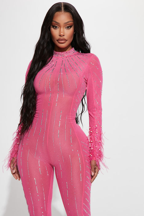 Hot pink store spandex jumpsuit